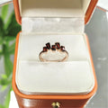 10k/14k/18k Rose Solid Garnet Red Stone Gold Ring Women Wedding Ring in Baguette Cut Trapezoid Cut Round Cut
