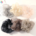 QiYue Oversize Lace Pearl Sand Temperament Upscale for Thick Hair Solid Color Fashion Casual Elastic Hair Bands