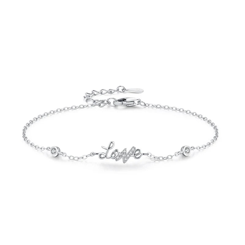 SL2037 925 Pure Silver Letter Adjustable Bracelet for Girl Valentine's Day Gift Fashion Women Hand Jewelry MegaBDM