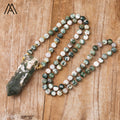 Natural Moss Agate Handmade 8mm Bead Mala Necklace Classic Style Prayer Jewelry for Men Health Gift for Wedding Party Engagement