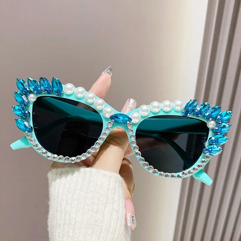 Occhiali Da Sole logo Luxury Rhinestone Crystal Glasses Female Sun Glasses Cat Eye Brands Shade Custom Sunglasses Logo Women