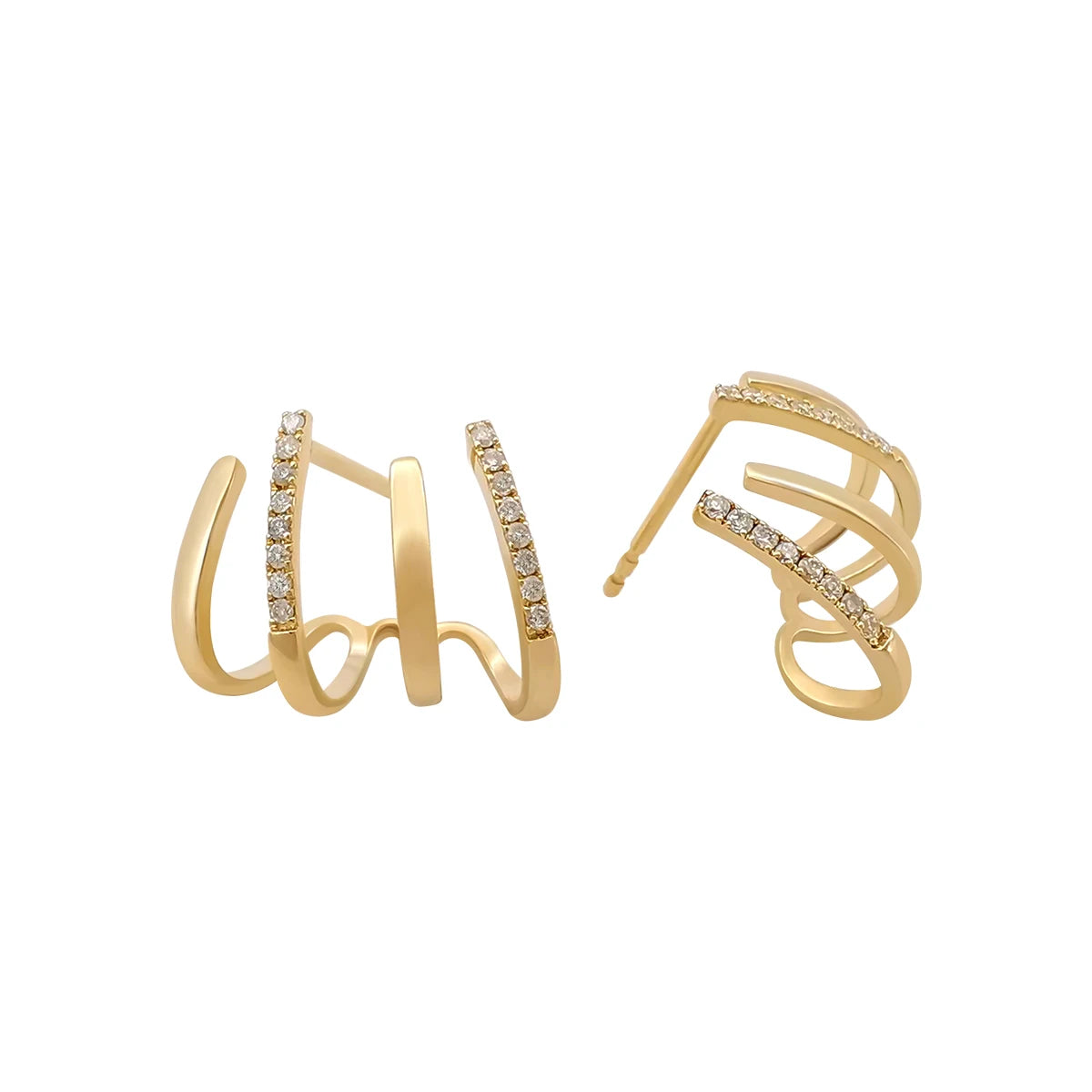 INS Style 14K Solid Gold Yellow Gold Cute Lab Diamond Drop Earrings Ear Clip Fine Jewelry for Women Party Wedding Engagement
