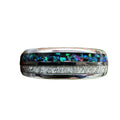 Macho Jewelry 6mm Tungsten Classic Silver Plated Domed Inlay Opal Ring for Women Wedding Bands Gift Fashion Jewelry