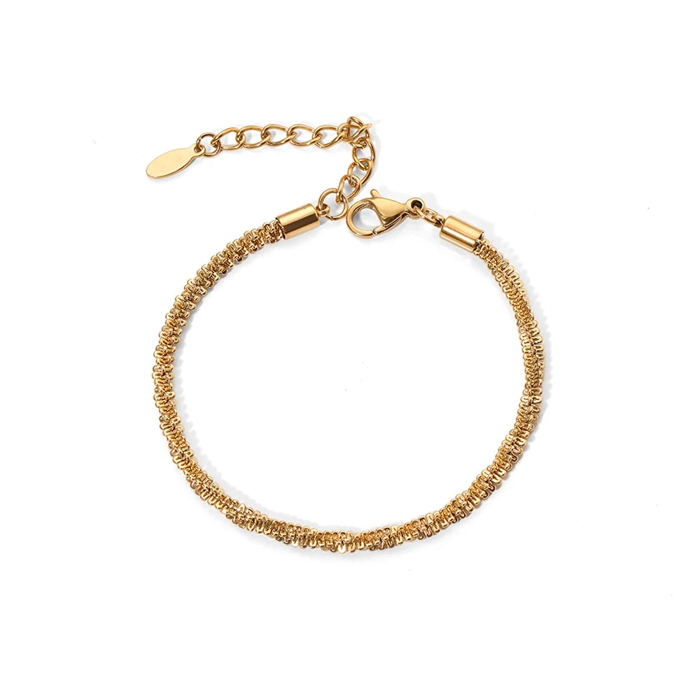 New Design Stainless Steel 18K Gold Plated Dainty Cauliflower Chain Link Chain Women Bracelets Gold Plated