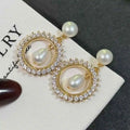 Double Bead Design Sunflower Hoop Earrings 6-7mm Rice Beads & 7-8mm Freshwater Pearl Gold Plated Trendy Perfect Gift for Women
