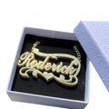 QIUHAN  Letter Pendant Big Nameplate Necklace Stainless Steel Jewelry 2 Tone 3d Name Necklace