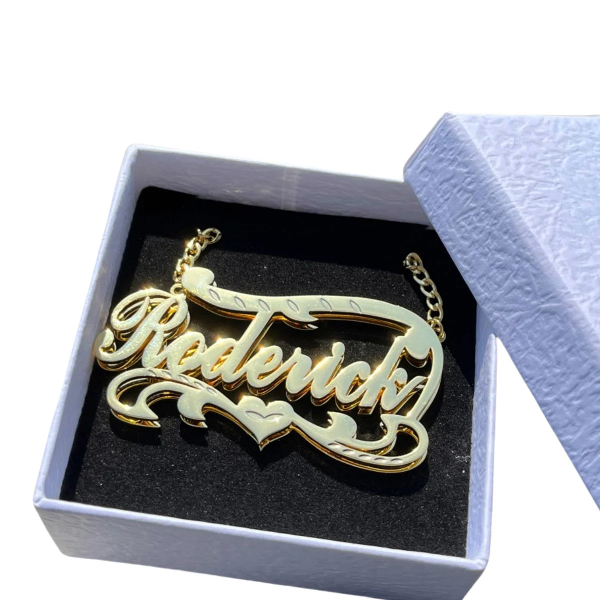 QIUHAN  Letter Pendant Big Nameplate Necklace Stainless Steel Jewelry 2 Tone 3d Name Necklace