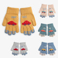 Sewingman J151 5-10 Old Children Kids Cartoon Little Car Jacquard Knit Winter Gloves
