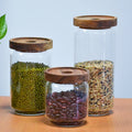 Large 1000Ml Wide Mouth Borolicicate Glass Storage Jar With Acacia Wood Lid