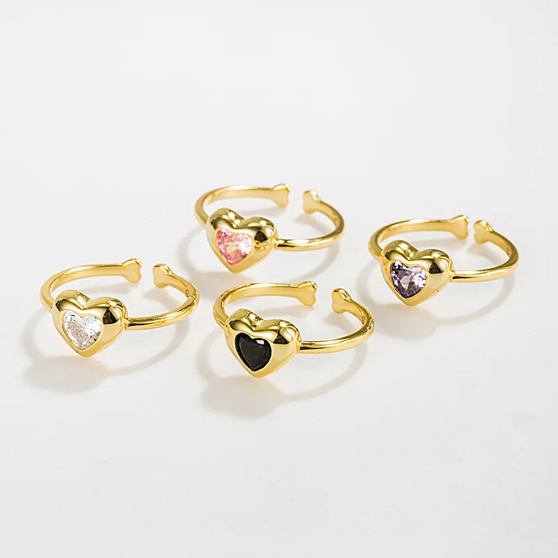 Multicolor Heart Cut Diamond Trendy 18k Gold 925 Sterling Silver Jewelry Cocktail Rings Women