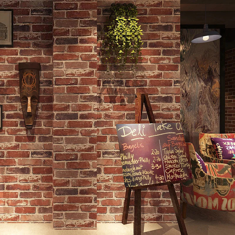 2022 Rustic 3D Bricks Wallpaper PVC Wall Paper Stone Restaurant Cloth Shop Home Decor Chinese Style Vinyl Wall Paper