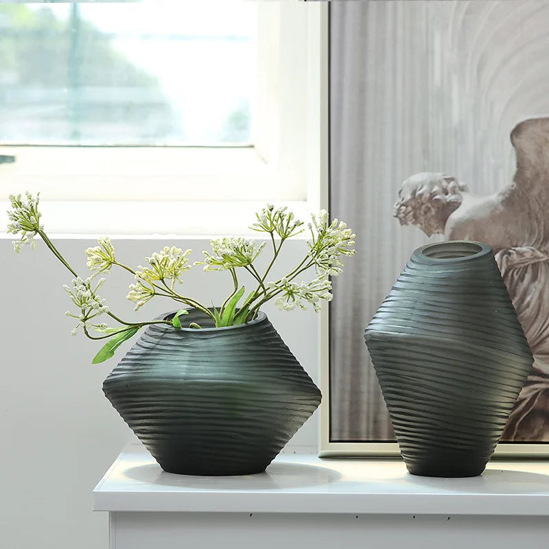 Colored Glass Vase Modern Nordic American Style Model Room Creative Home Decoration Living Room Flower Pot Floral Ornaments