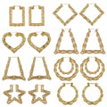 Hiphop Irregular Geometric Custom Name Earrings Large Gold Plated Big Square Round Bamboo Hoop Earrings