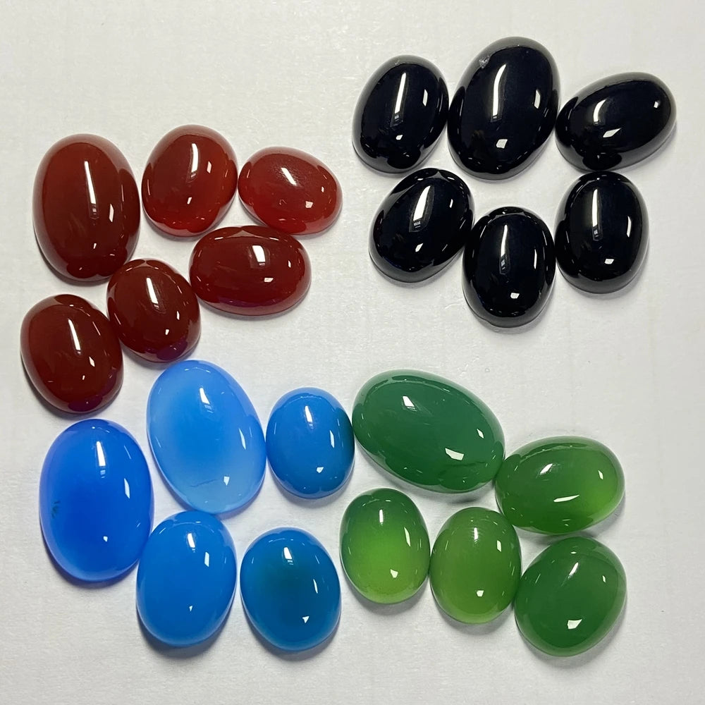 HQ GEMS 13x18mm Oval Shape Flatback Cabochon Beads Natural Red Chalcedony Agate Gemstone