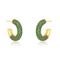 Luxury 925 Sterling Silver Pave CZ Diamond Dome Chunky Hip Hop Hoop Earring