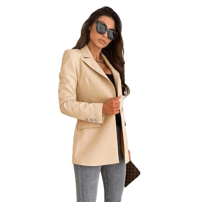 10%OFF S-2XL Women's Jacket Fashion Long Casual Suit Autumn Simple  Collar Female Blazer Elegant Office Lady Coat