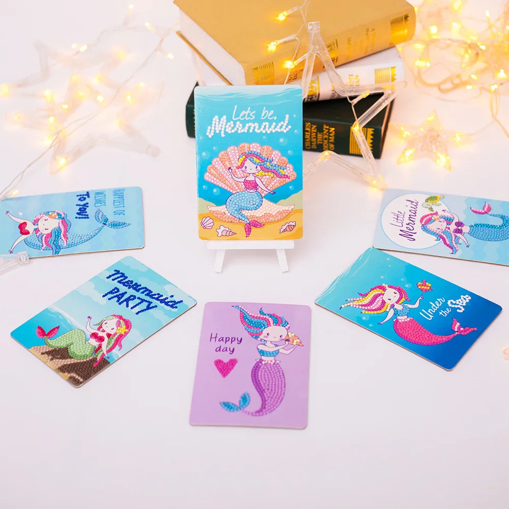 5D Diamond Painting Mermaid Cardboard Diamond Painting DIY Children's Diamond Painting With Stand Cartoon Hand-painted Crafts