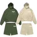 Custom Fashion Cotton 400Gsm Men's Hoodie Full Face Zip up Oversized 3D Puff Print Hoodies and Shorts Sets