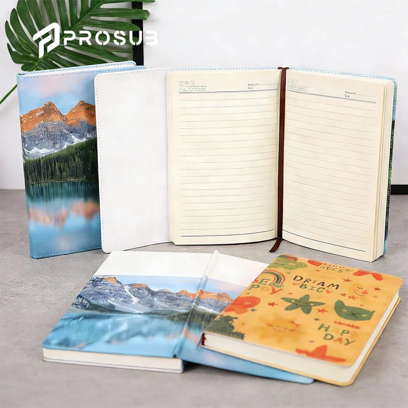 Prosub Portable Composition Book White A4/A5/A6 Sublimation Journal Blank Notebook With PU Leather Cover