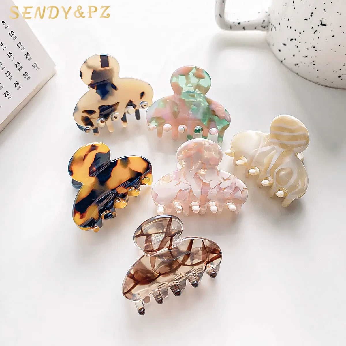 Fashionable Mini Colorful 4cm Acetate Hair Claws Clip Small Leopard Print Hair Clamps Women Headwear