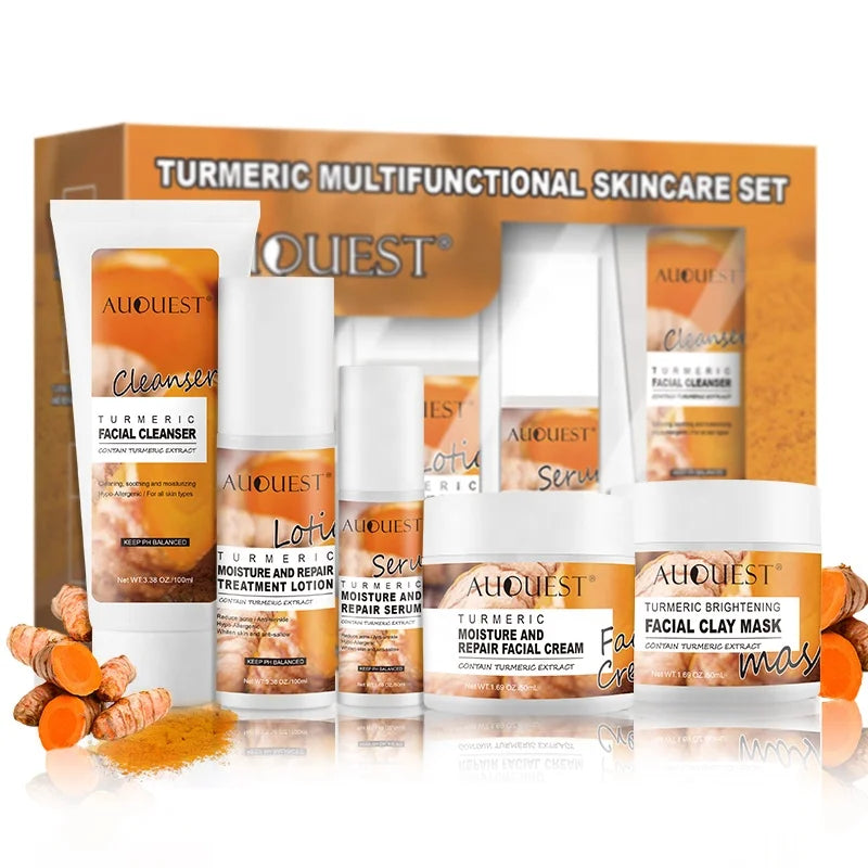 Hot Selling Facial Anti Acne Serum Oil Skincare Cream Private Label Organic Vegan Face Care Whitening Turmeric Skin Care Set