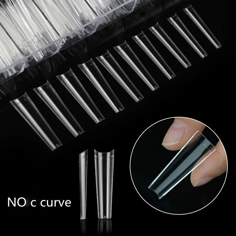 Nail Art Tools 500 PCS Artificial False Nail Art Tips Half Cover French XXXL Coffin Nail Tips No C Curve Square Tips