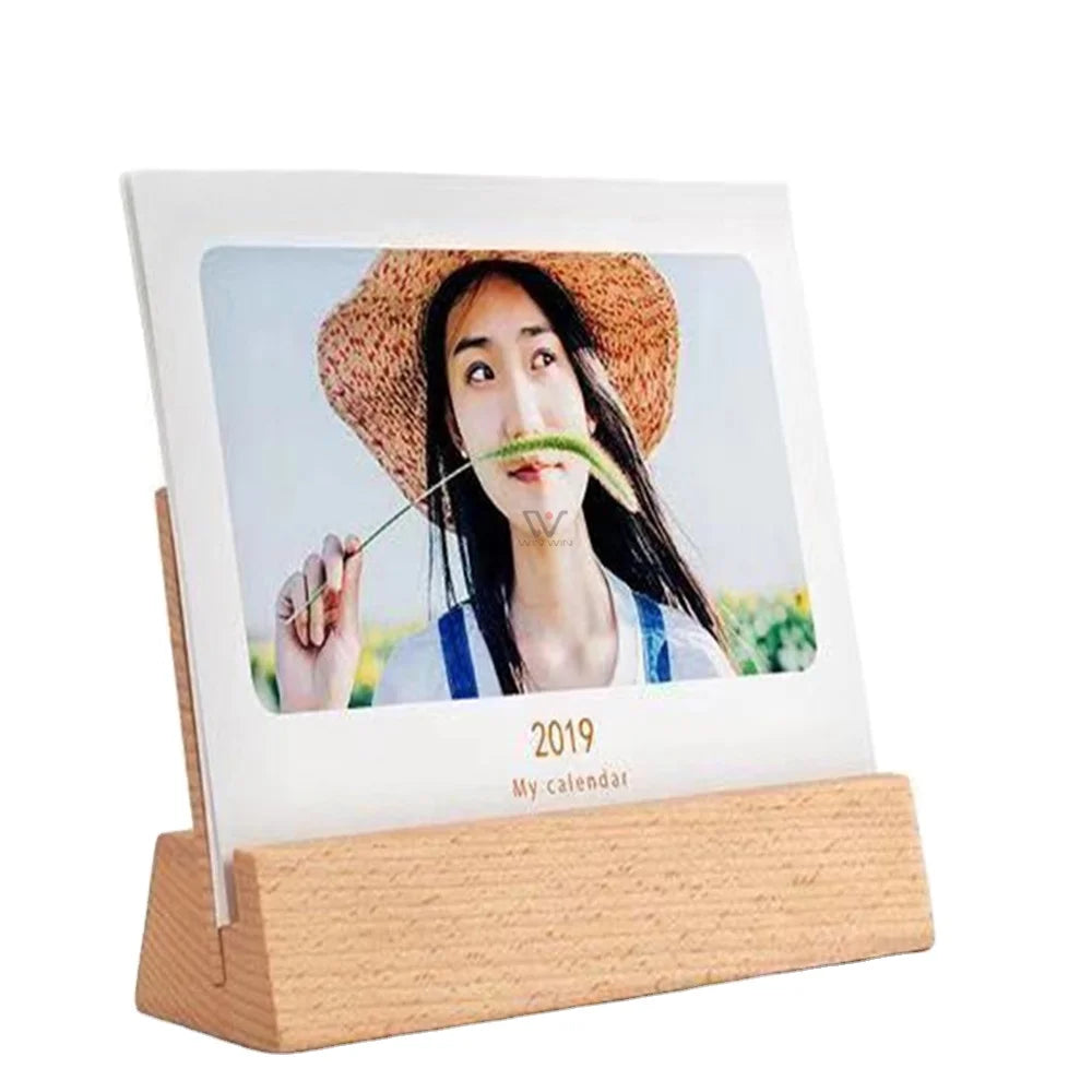 Custom Calendar Stand Beech Wood Fashion Design Wood Calendar Base Wooden Photo Base