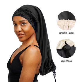 New Arrival Long Size Sleep Bonnet Hair Care Double Layer Elastic Hats for Lays With Adjustable Band