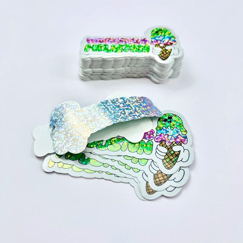 Custom Die Cut Stickers Printing Packaging Label Adhesive Waterproof Hologram Stickers