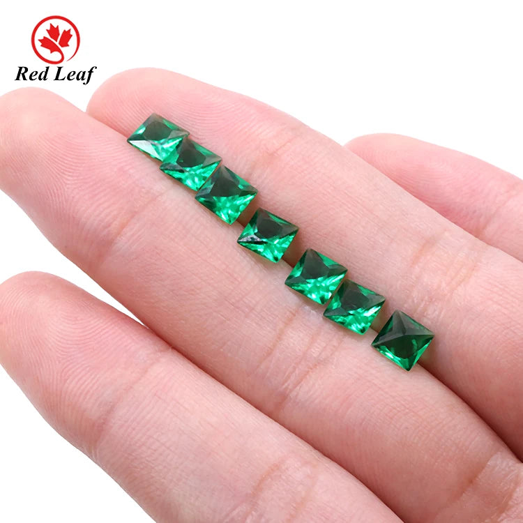 Redleaf Jewelry Nanosital Gemstone Square Shape Green Nano Stone Synthetic Hydrothermal Emerald
