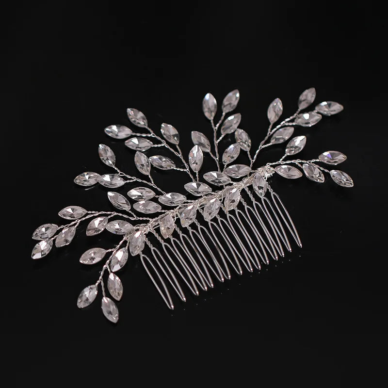 Silver Color Rhinestone Crystal Handmade Wedding Hair Combs Hair Accessories for Bridal  Headpiece Women Bride Jewelry