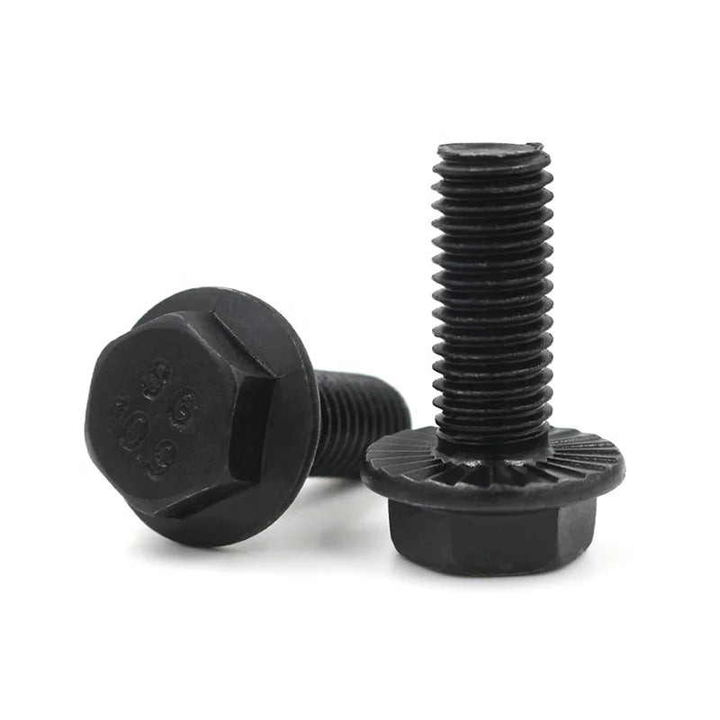DIN6921 High Strength Steel Black Oxide M6 Hex Head Flange Screw Bolt with Serrations