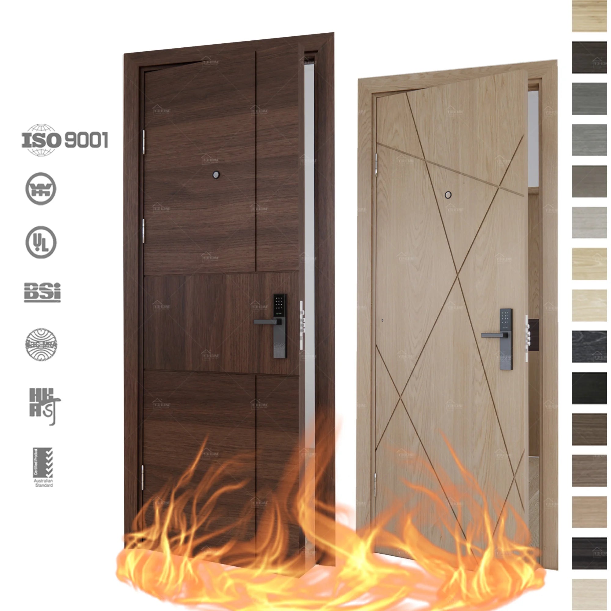 China Top Manufacturer Hotel Room Fire Against Door 30 Minutes Fire Rated Wooden Door for Hotel Fire Retardant Door