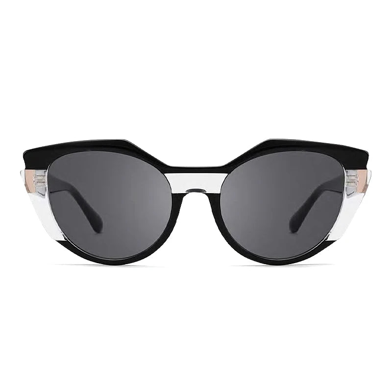 Fashion Trend Retro Personality Polarized Sunglasses for Men and Women Cat Eye Splicing Acetate Material Sunscreen Tac Lenses