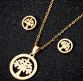 Custom 18k Gold Plated Tree Cactus Heart Charm Necklace Earring Dainty 316 Stainless Steel Couple Necklace for Bride Jewelry Set