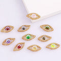 Hollow Out Colorful Zircon Evil Eye Charm Pendant18K Gold Plated Double Ear Necklace Jewelry Findings Accessories Supplies L28