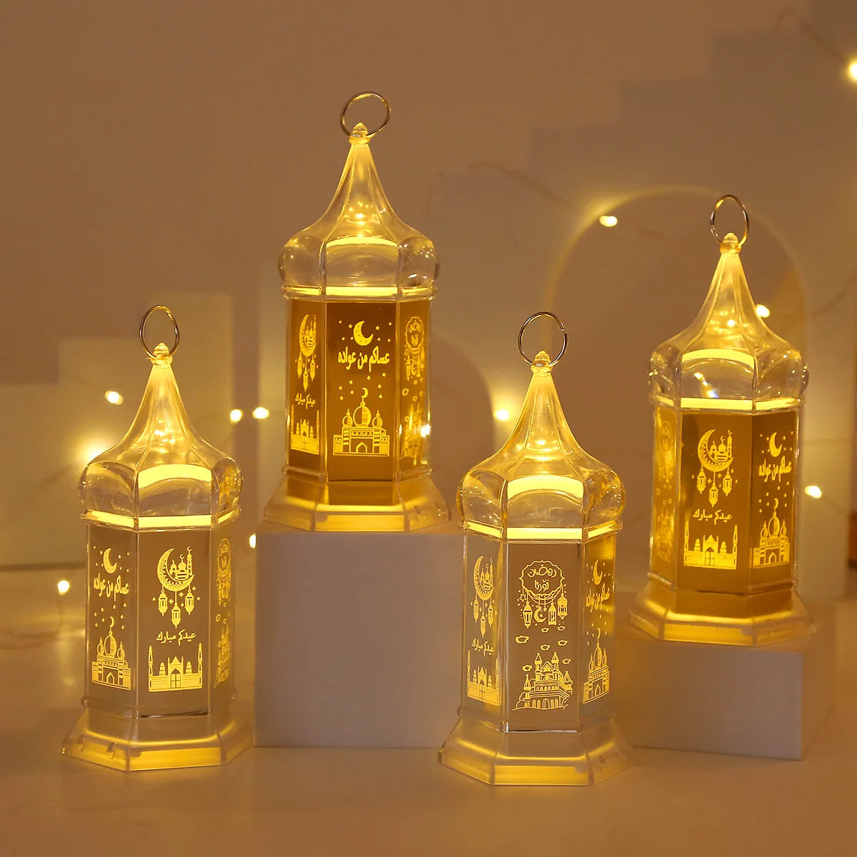 Muslim Mosque LED Light Ramadan Eid Mubarak Lantern for Islam Party Decorations