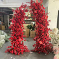 KL-HOA010 Wholesale Artificial Horn Flower Arch Backdrop Wedding Arch Flower Arrangement Red Rose Arch Flowers Decoration