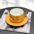 Merlin Living Artistic Nordic Gold Plated Luxury Tableware Set Wholesale Ceramic Coffee Tea Milk Mug Cup Saucer Waterproof Home