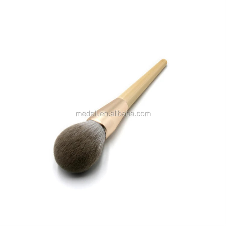 Wholesale Customized Logo Big Powder Brush Individual Face Use Wood Handle Synthetic Hair Makeup Brush