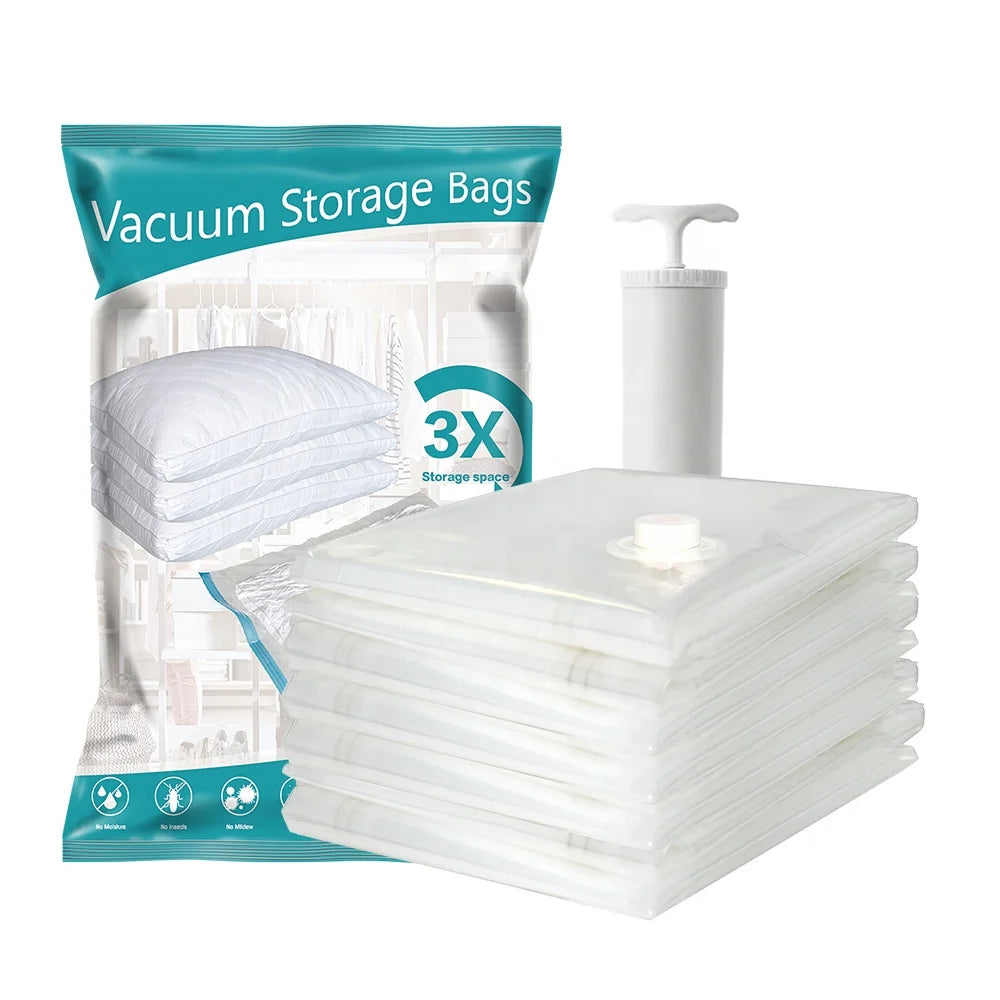 Portable Foldable Travel Organizer Vacuum Storage Bags Set Plastic Square Bags for Living Room Clothing Packaging