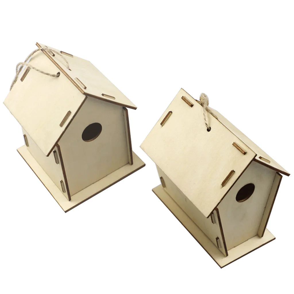 2 Pcs Wholesale Creative Hand-painted Wooden Bird House for Indoor Outdoor Decoration and DIY Projects Dropshipping