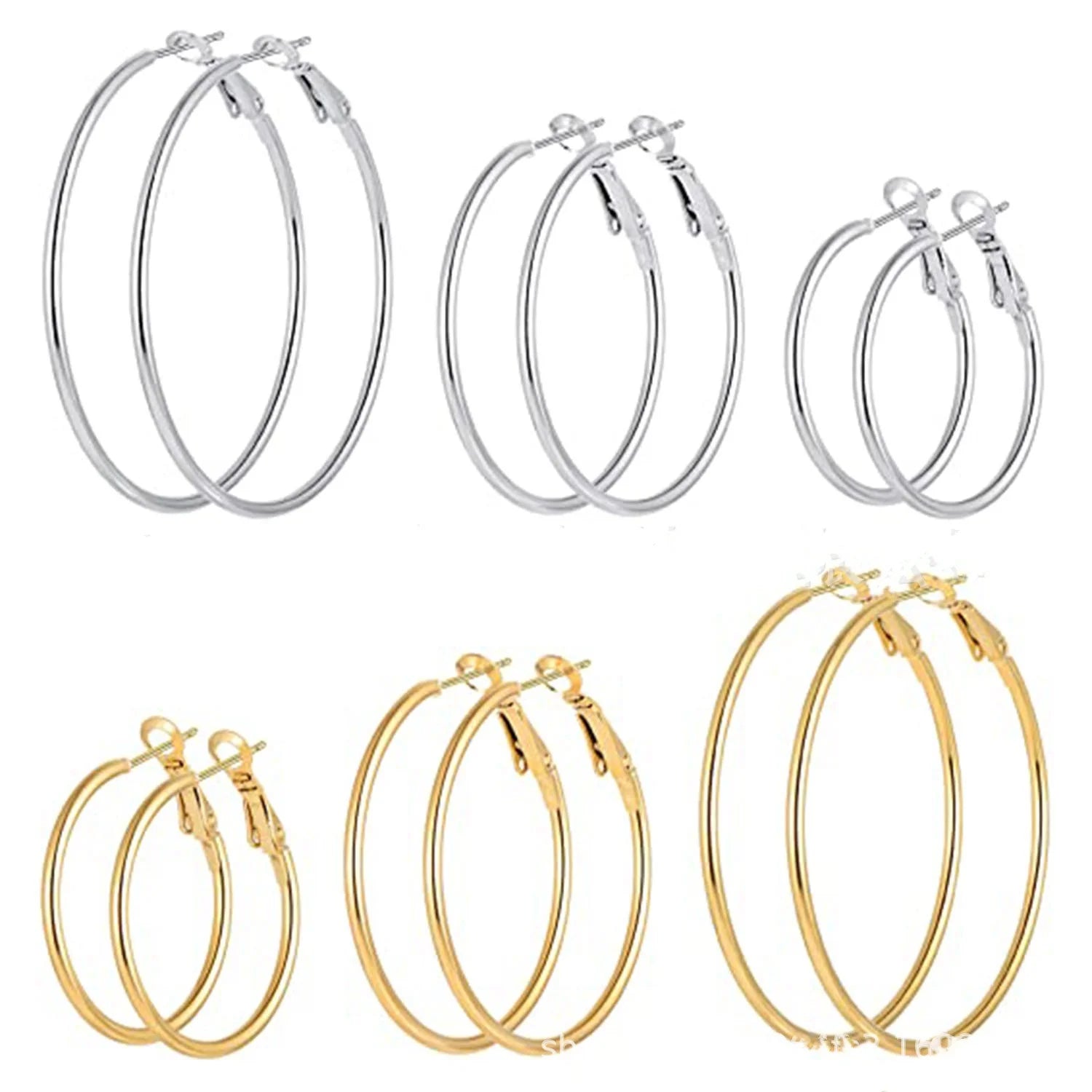 DAIHE Hypoallergenic Hoops Women's Earrings Loop Earrings Stainless Steel Gold Silver Plated Big Hoop Earrings for Women Girls