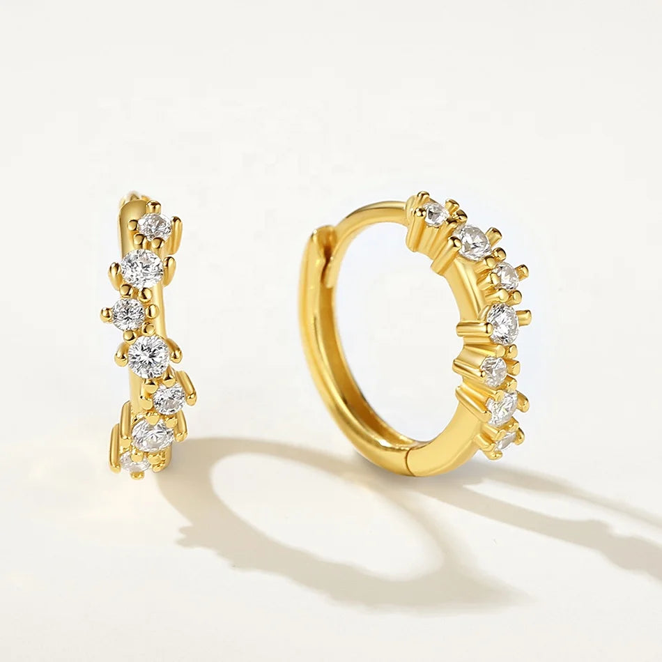 Nagosa Luxury Jewelry 18k Gold Vermeil 925 Sterling Silver Stacked Cubic Zirconia Hoop Earrings Women
