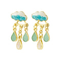 Fashion New Tassel Drop Oil Cloud Water Drop Earrings Lovely Fresh Kawaii Earrings for Girls