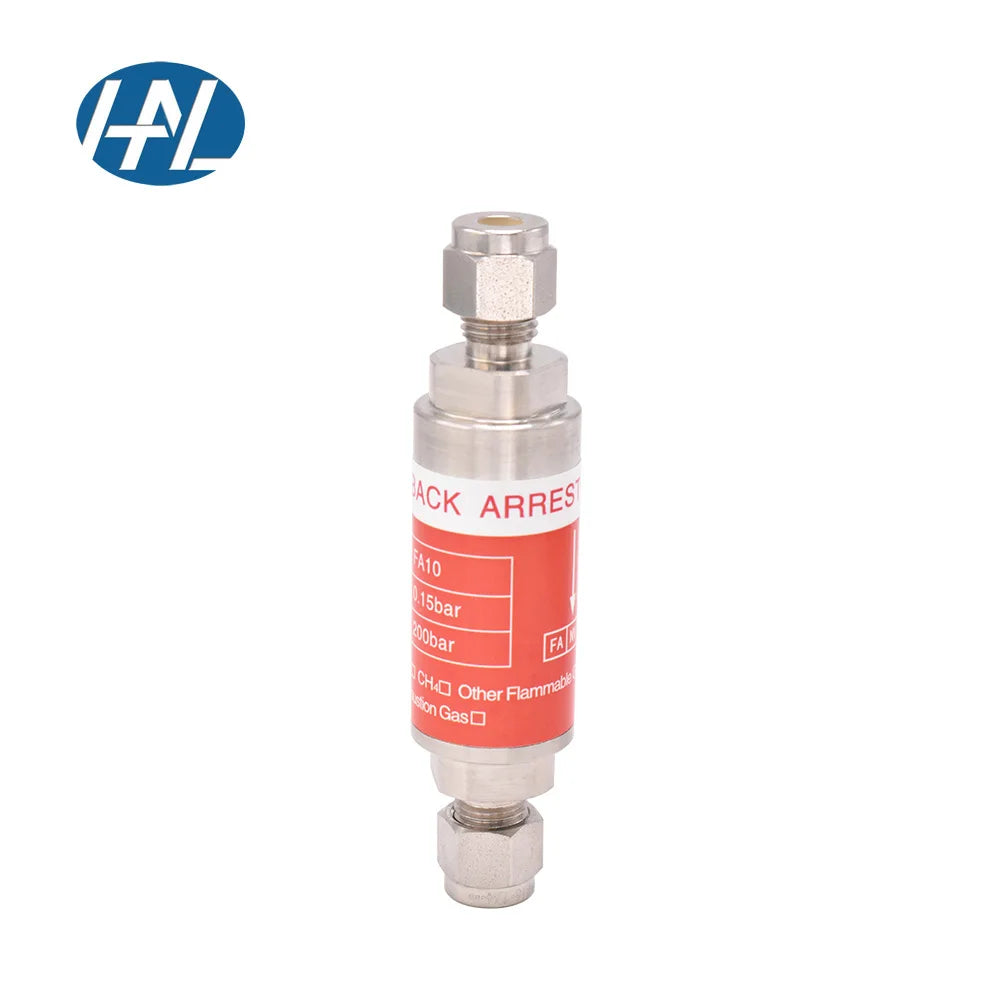 High Pressure Hydrogen Anti-Tempering Valve Flame Arrestor Stainless Steel Gas Flashback Ferrule Type Manual Control