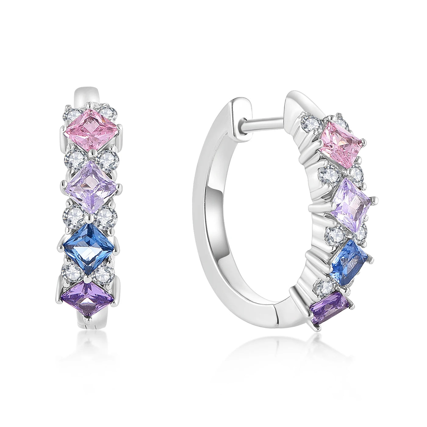 QX Custom OEM Vintage INS Minimalist Trendy 925 Sterling Silver Zircon Fine Jewelry Round Huggie Hoop Earring