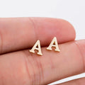 Non Tarnish Silver 18K Gold Plated Stainless Steel Alphabet Tiny A-Z 26 Letters Initial Stud Earrings Jewelry for Woman