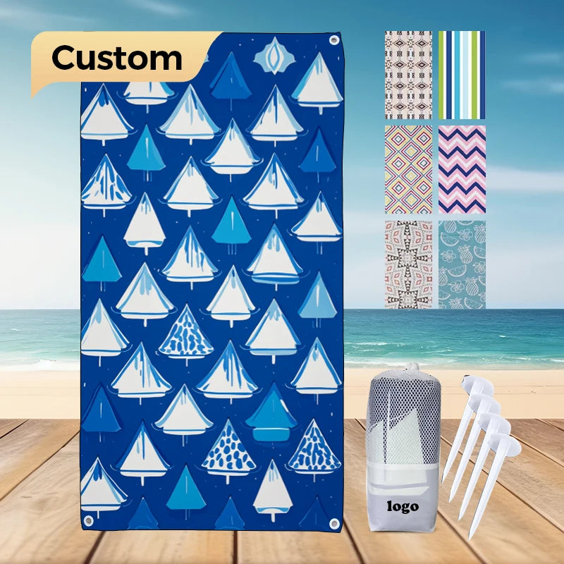Wholesale Luxury Turkish Style Cotton Beach Towel Windproof and Functional Pool Towel with Holes Printed Luxury Cabana Design
