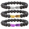 Wholesale 8mm Lava Rock Beads Hematite Arrow Diffuser Natural Stone Bracelet Yoga Beads Elastic Jewelry Set for Women Men